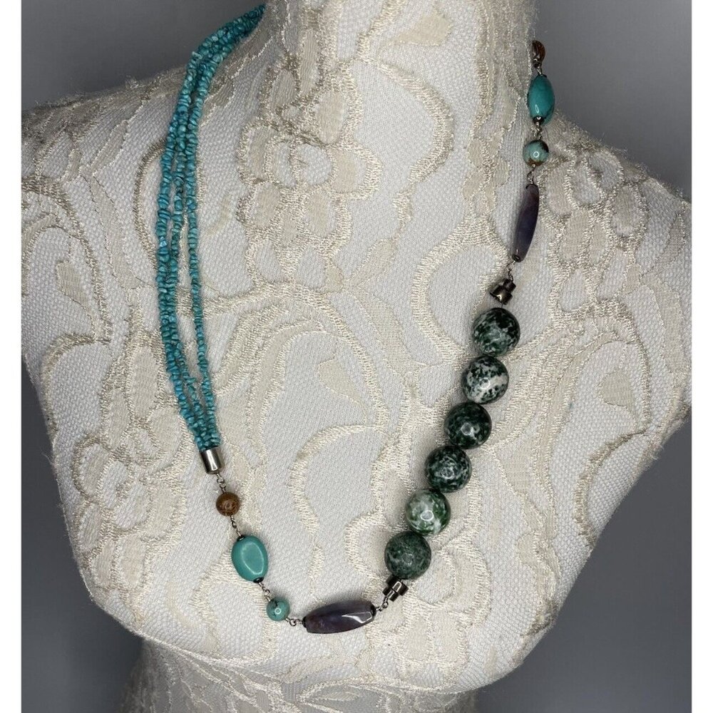 Turquoise Sterling Desert Rose Trading 29.75" Asymetrical Necklace AlbuquerqueNM